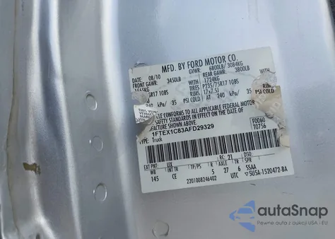 2010 Ford F-150 Fx2 Sport/Stx/Xl/Xlt z USA, uszkodzony, nr VIN 1FTEX1C83AFD29329